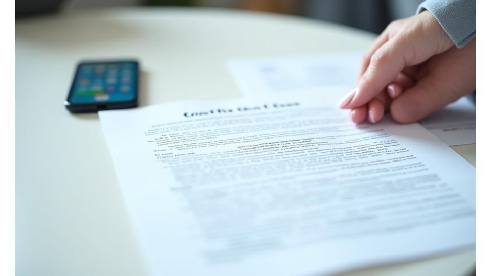 契約書と手元のスマートフォン